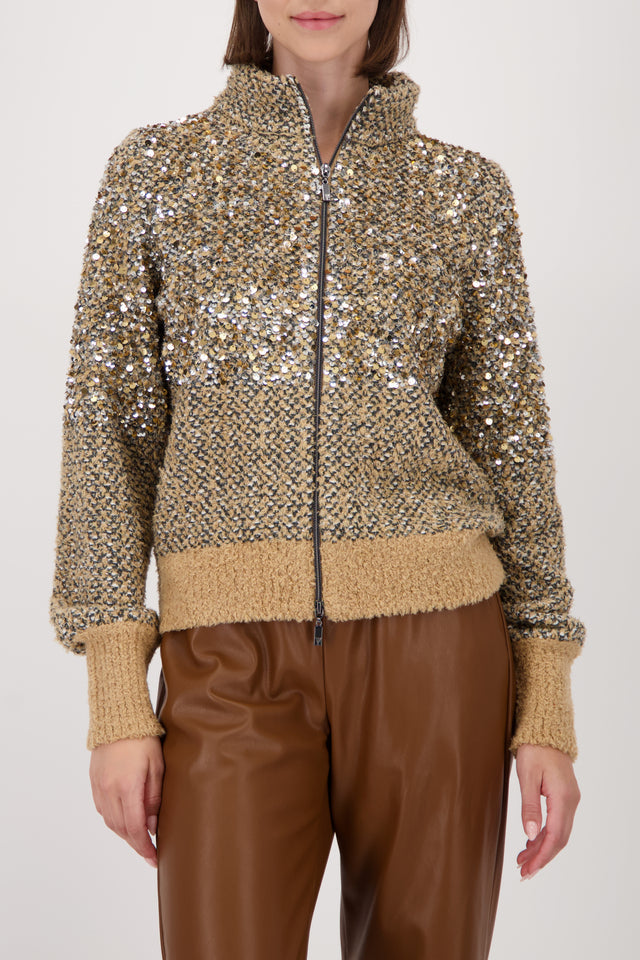 Sequin Cardigan Jacket | Cognac