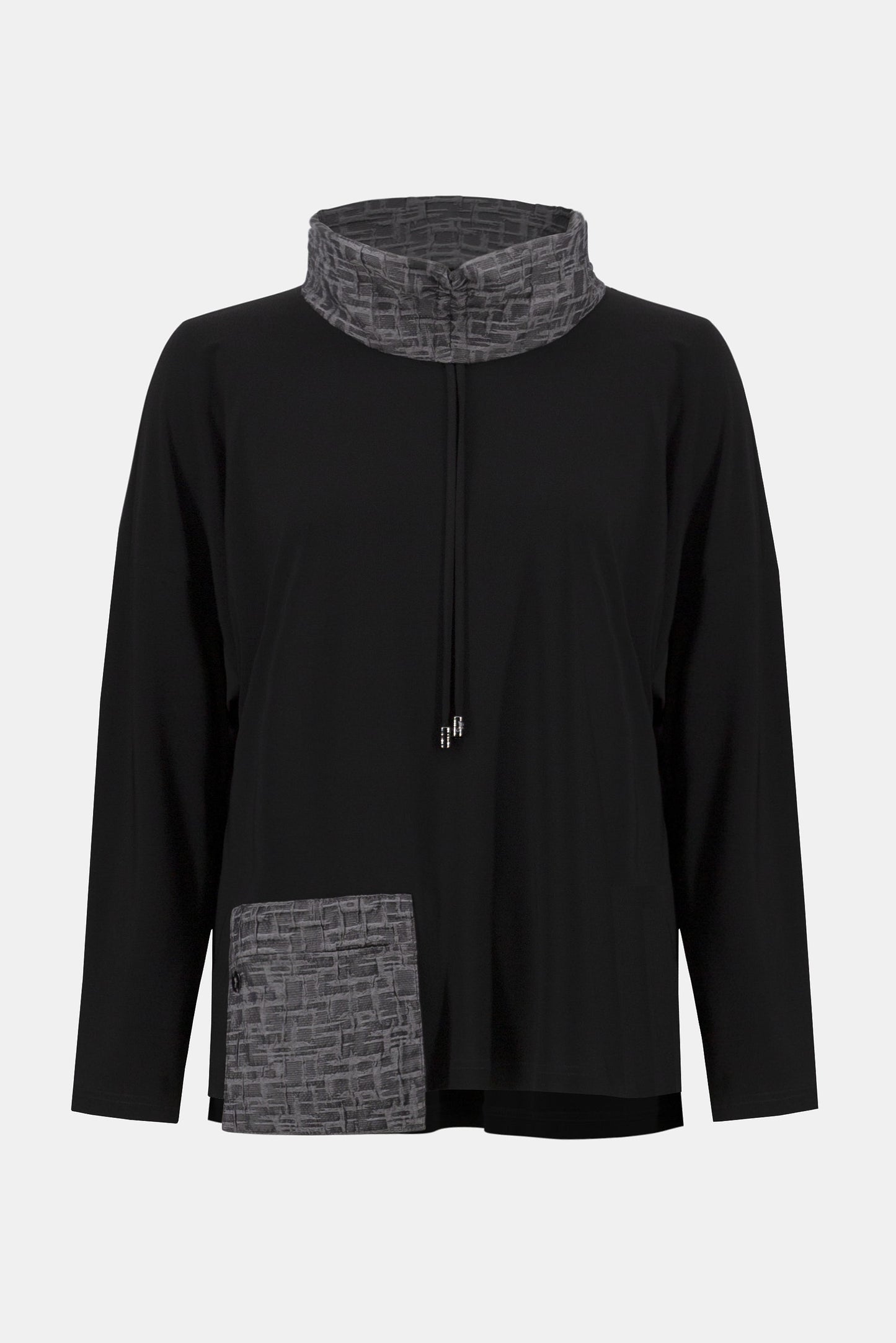 Silky Knit & Novelty Boxy Top | Black