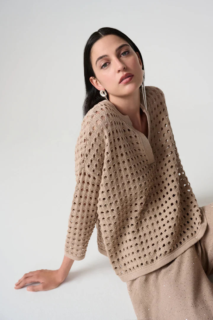 Boxy Openweave 3/4 Sleeve Top