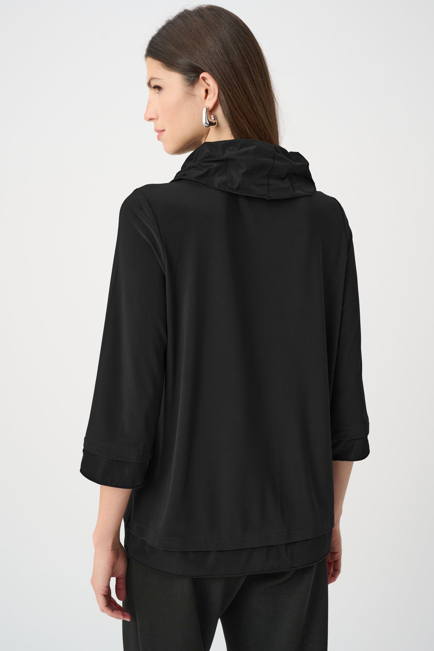 Cowl Neck Top Memory Trim | Black