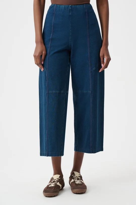 3/4 Pull On Wide Knit Pant | Dark Denim