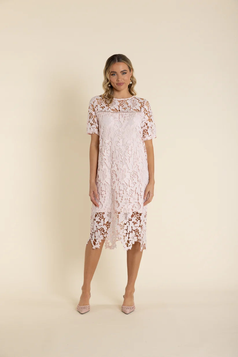 Guipure Lace Dress | Ice Pink