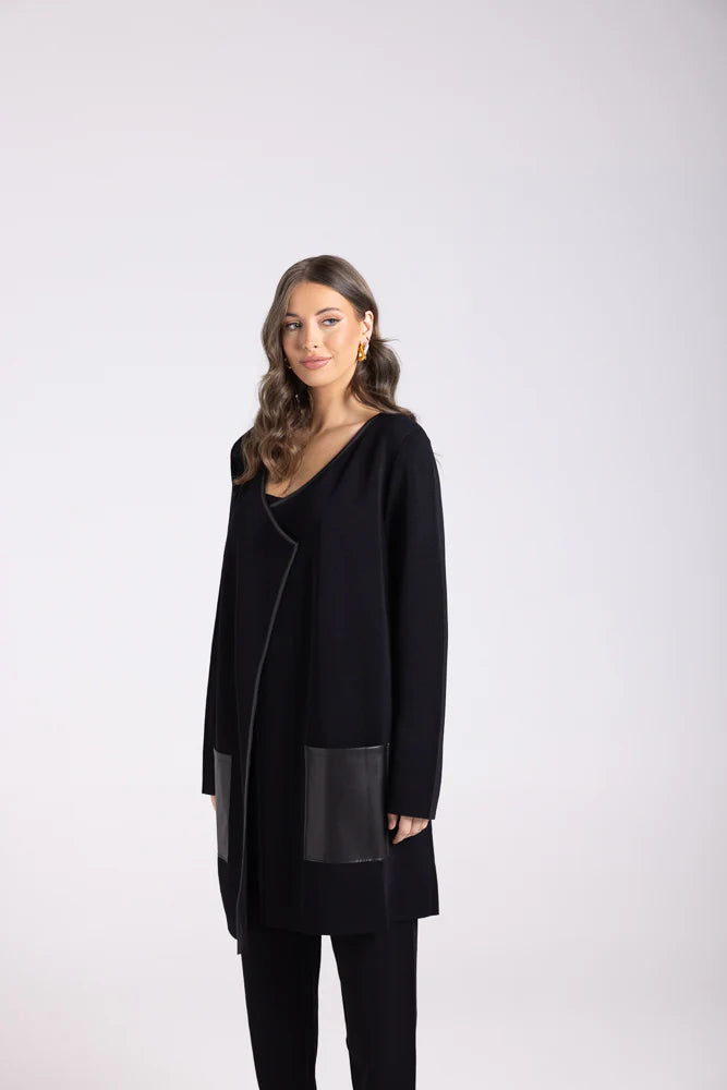 Milano Knit Pu Trim Jacket | Black