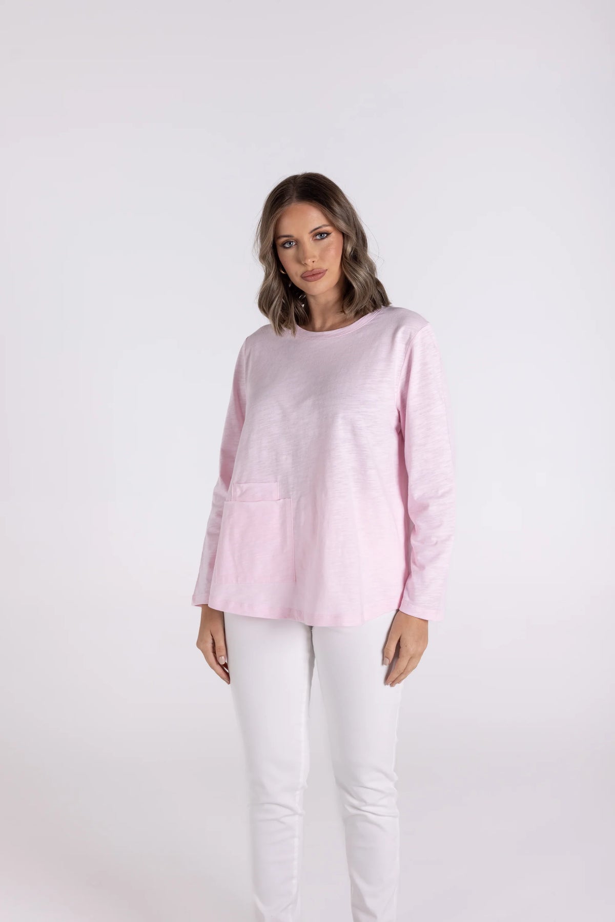 7/8 Sleeve Pocket Tee | Pink
