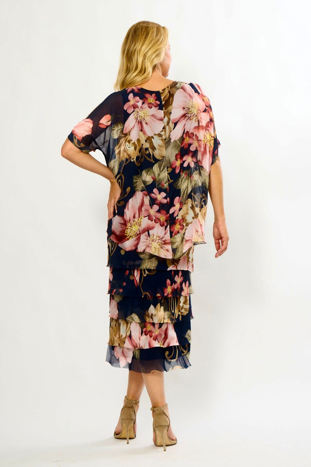 Layered Dress | Navy/Pink Floral