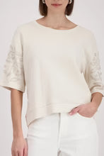 Monari Sequin Embroidered Top | Cream