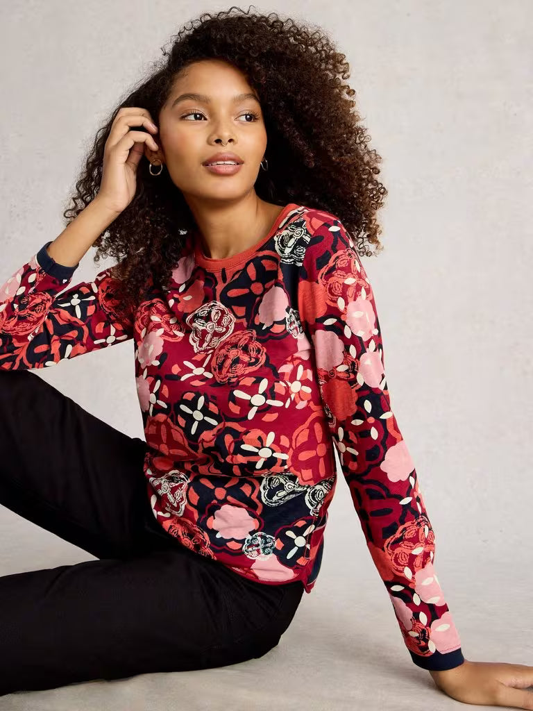 Clara L/S Tee | Red Print