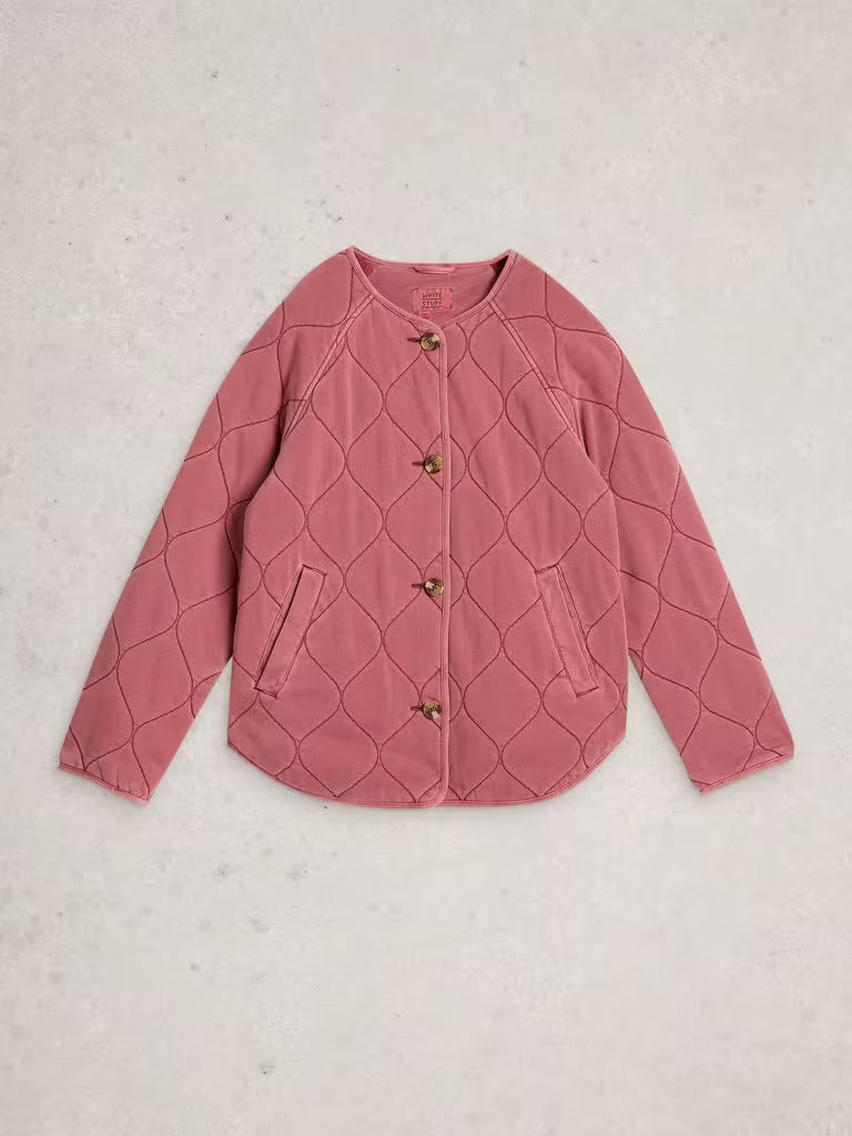 Anya Jersey Quilted Jacket | Mid Pink