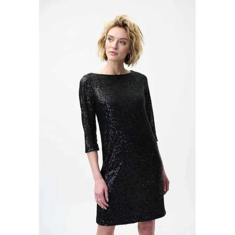 Black Sequin Dress-Joseph Ribkoff-Shop 12 Bendigo
