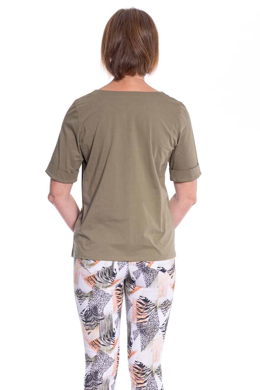 Cuffed Sleeve T-Shirt | Khaki