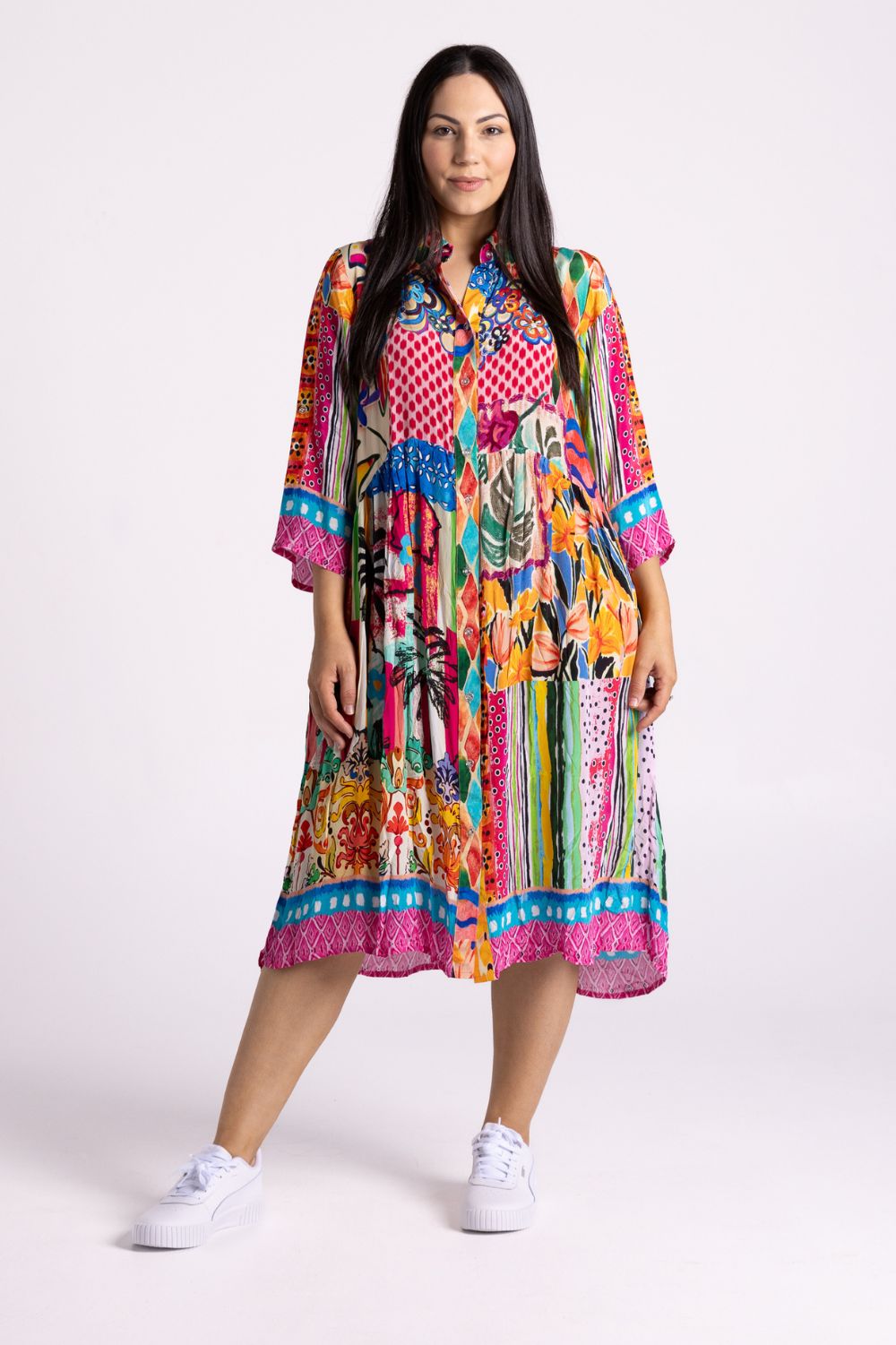 Celeste Button Through Dress | Pink Oasis