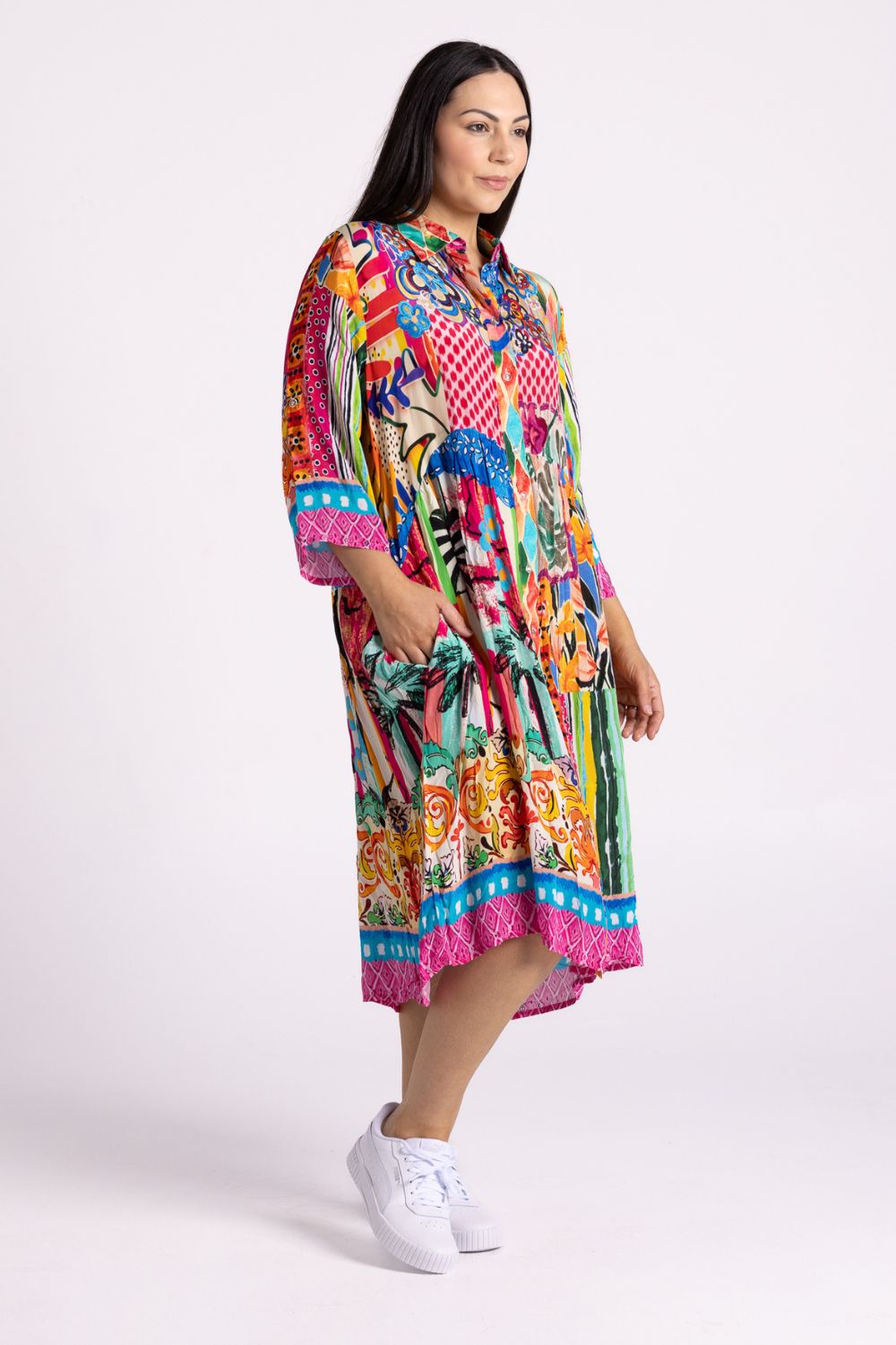 Celeste Button Through Dress | Pink Oasis