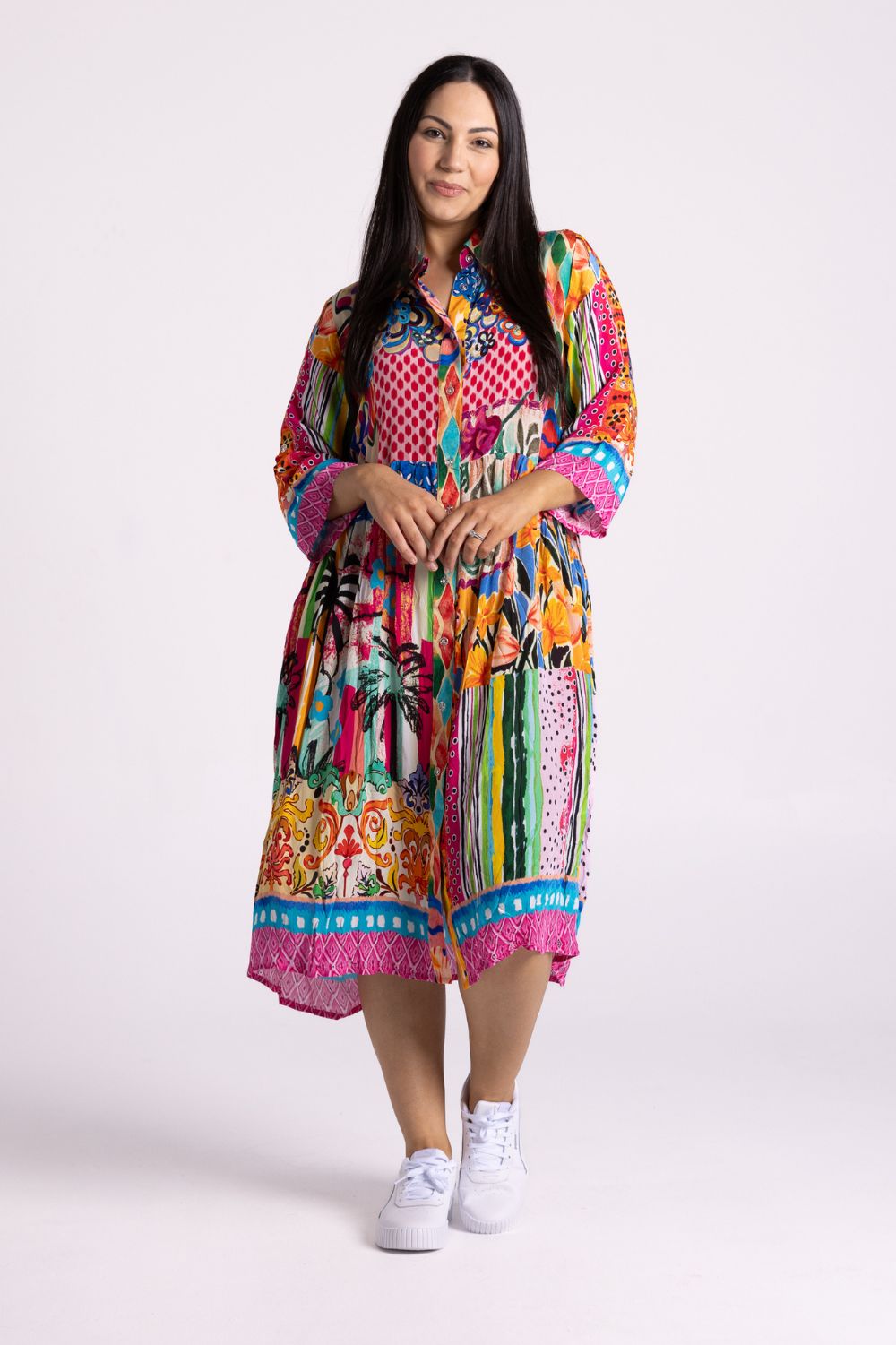 Celeste Button Through Dress | Pink Oasis
