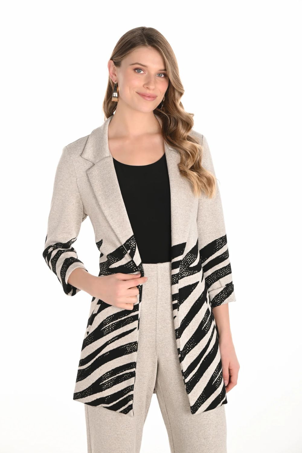 Zebra Knit Jacket | Black/Beige