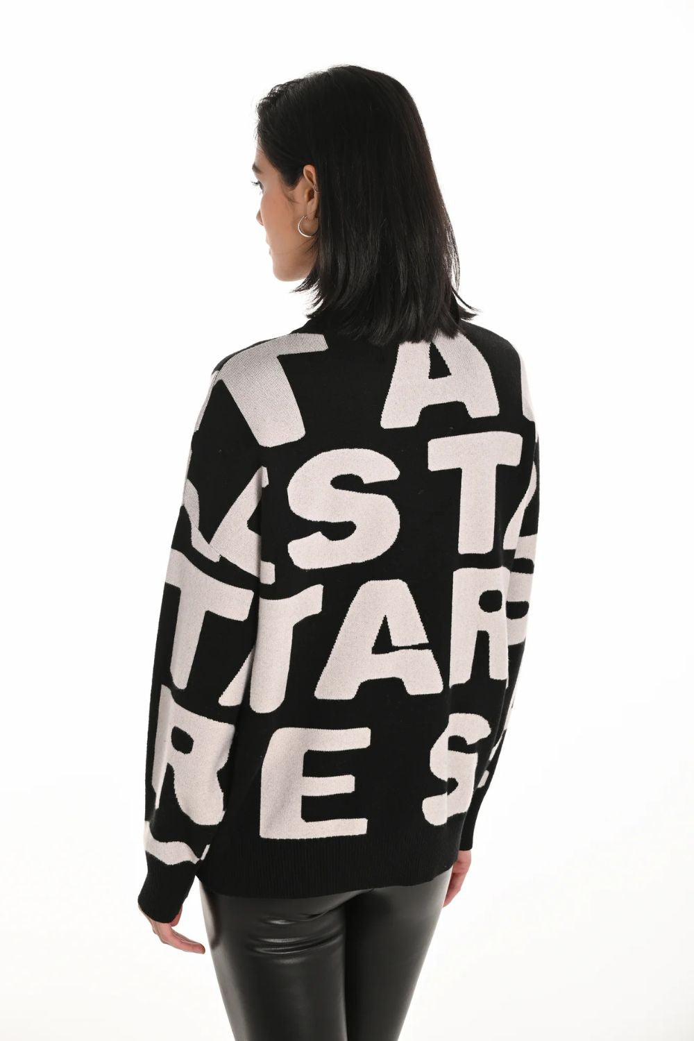 Graphic Knit Sweater | Black/Beige