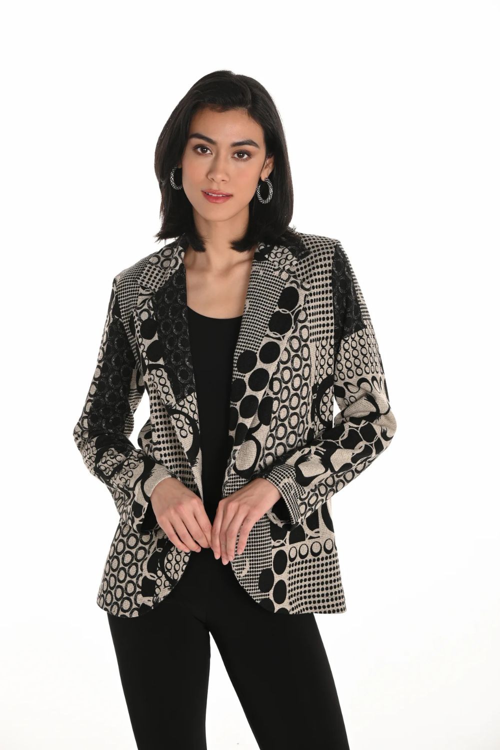 Circular Blazer | Black/Beige