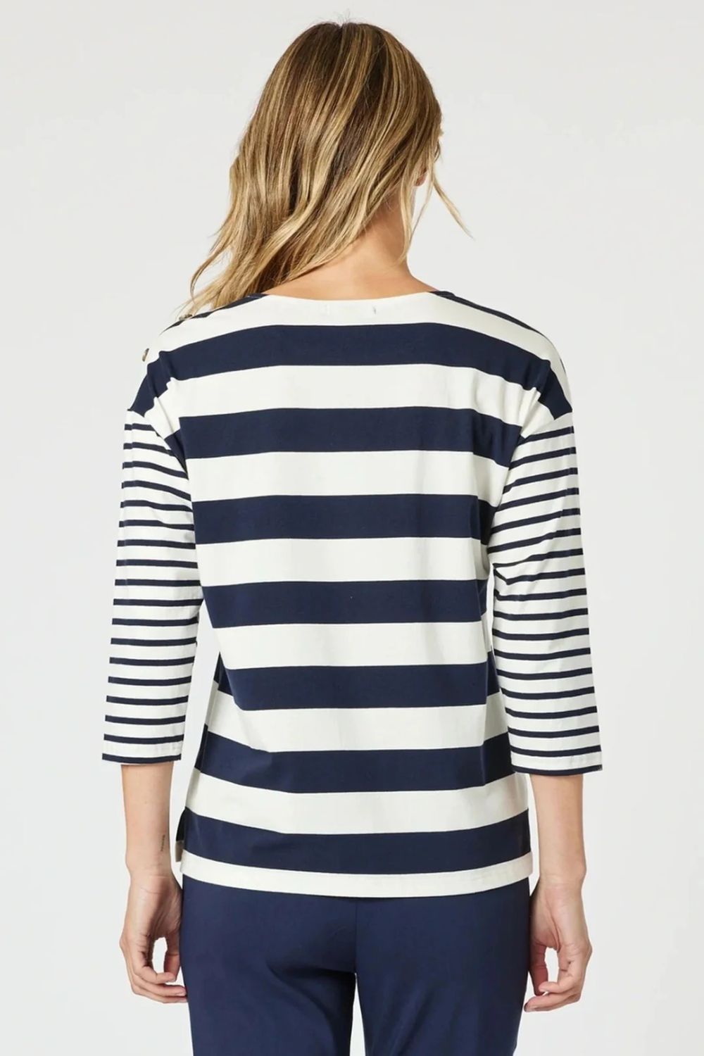 Mixed Stripe Top | Navy/White