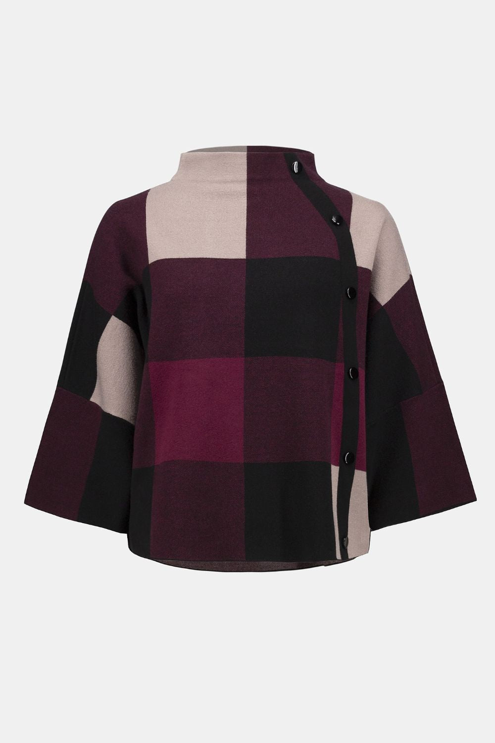 Plaid Jacquard Sweater Top | Merlot/Multi