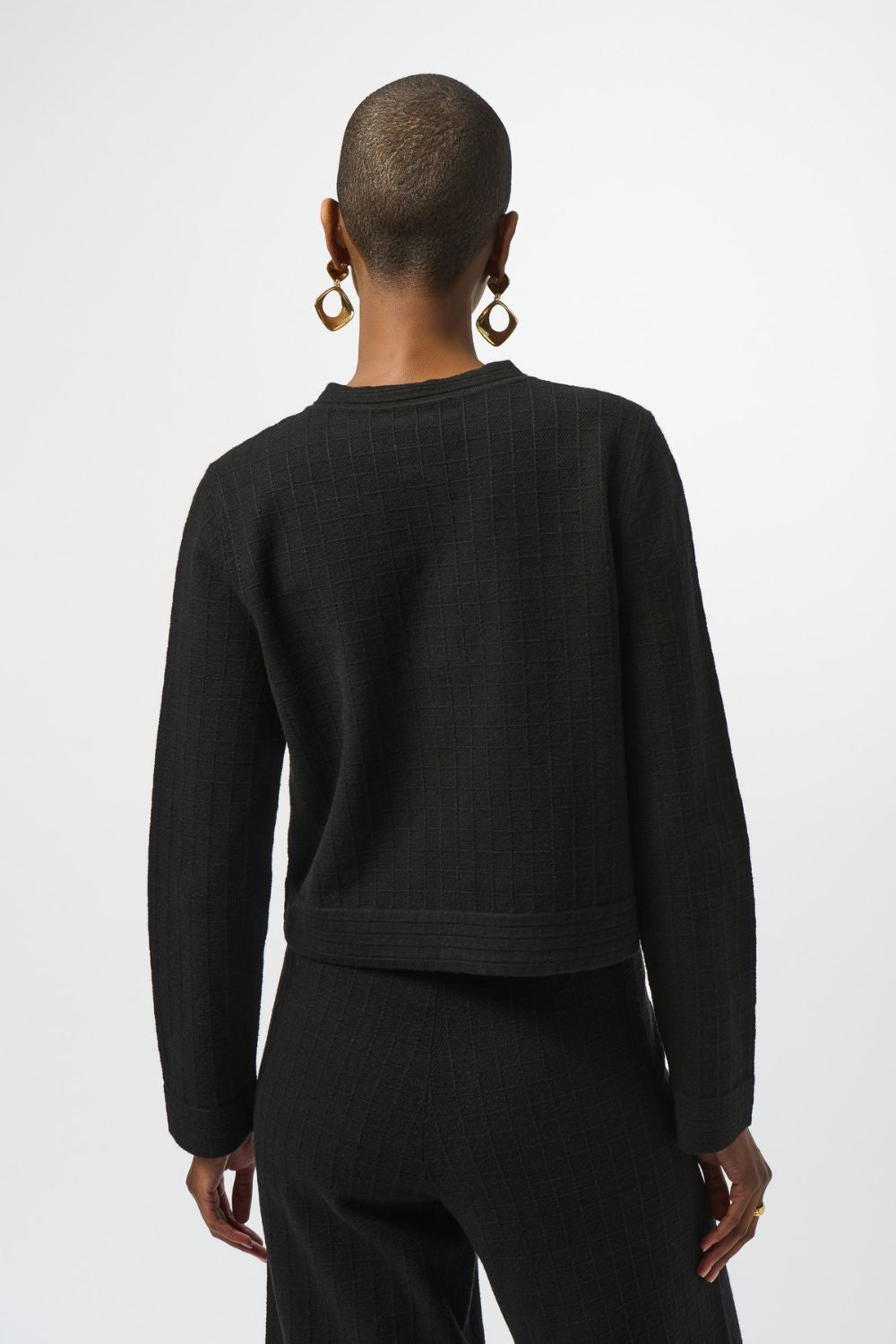 Crew Neck Button-Front Jacket | Black