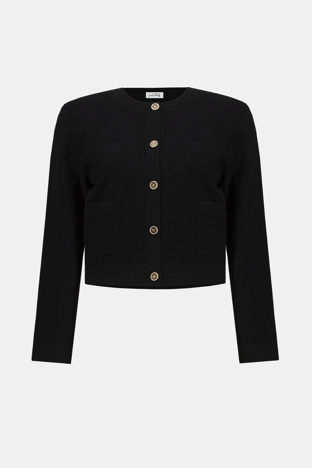 Crew Neck Button-Front Jacket | Black