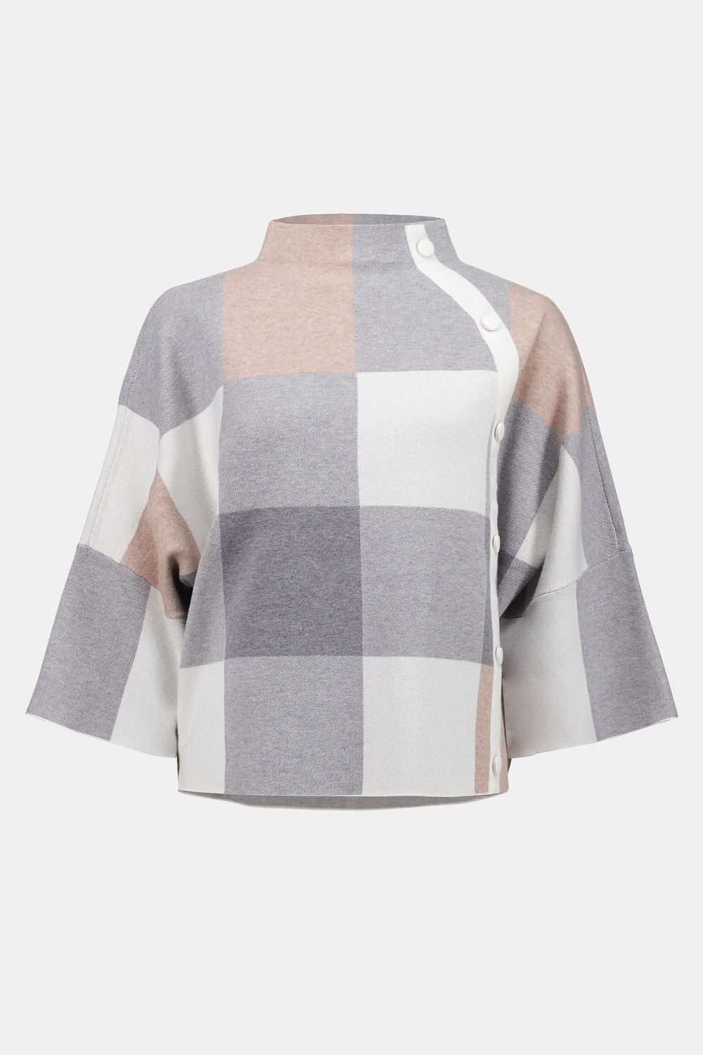 Plaid Jacquard Sweater Knit Top | Rose/Multi