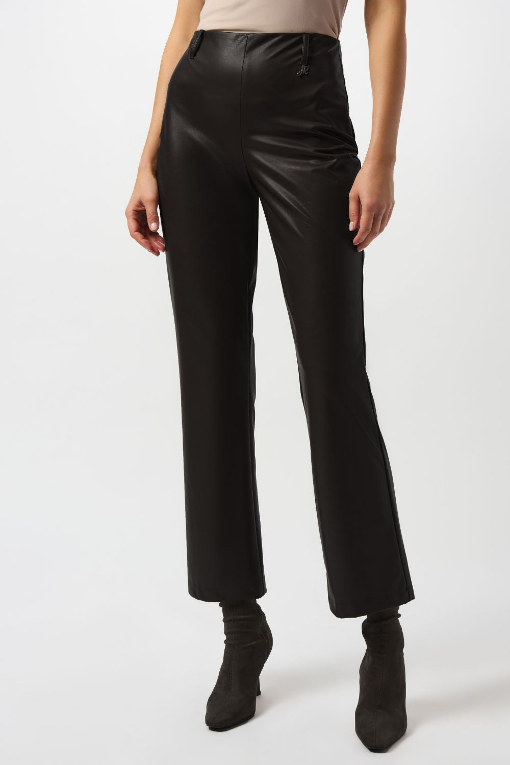 Leatherette Wide-Leg Pull-On Pants | Black