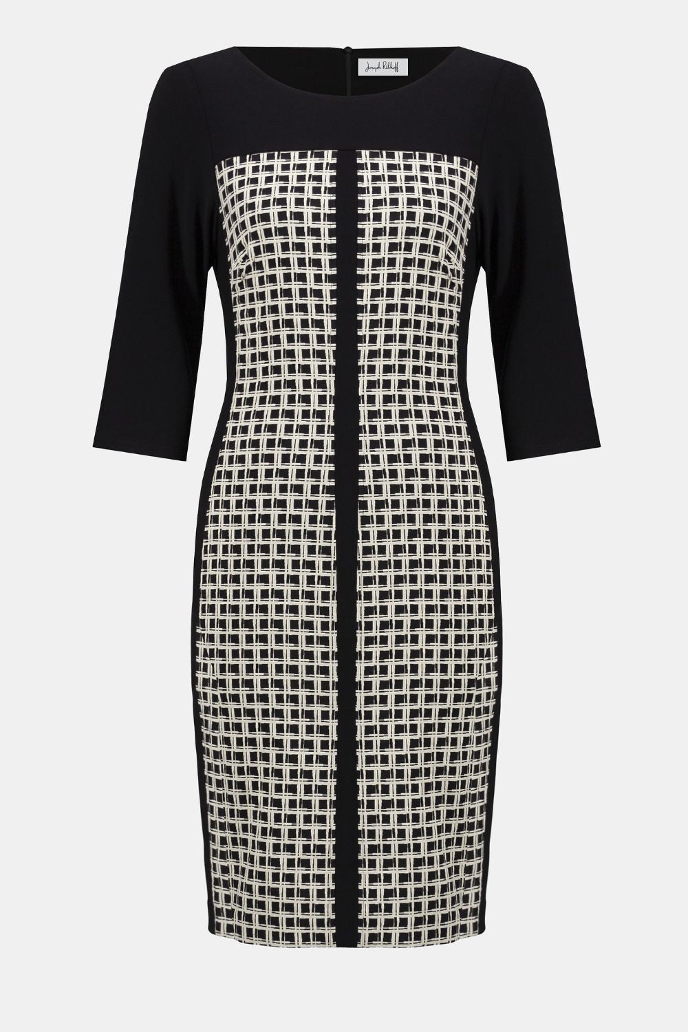 Jacquard Geometric Print Sheath Dress | Black/Off-White