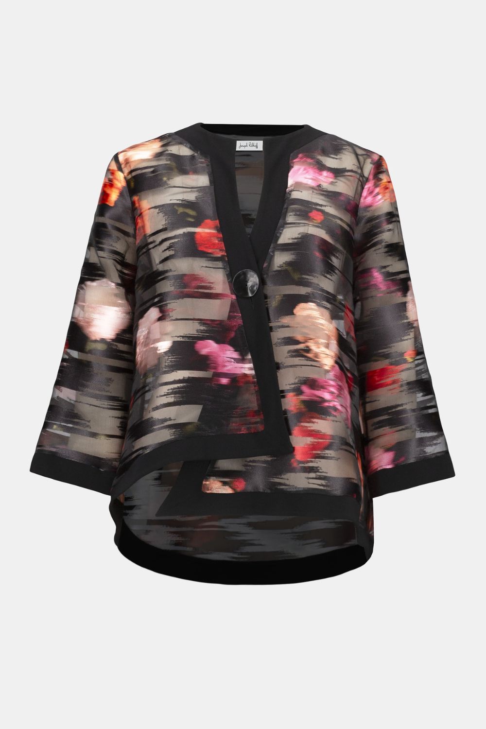 Signature Organza Floral Swing Jacket | Black/Multi