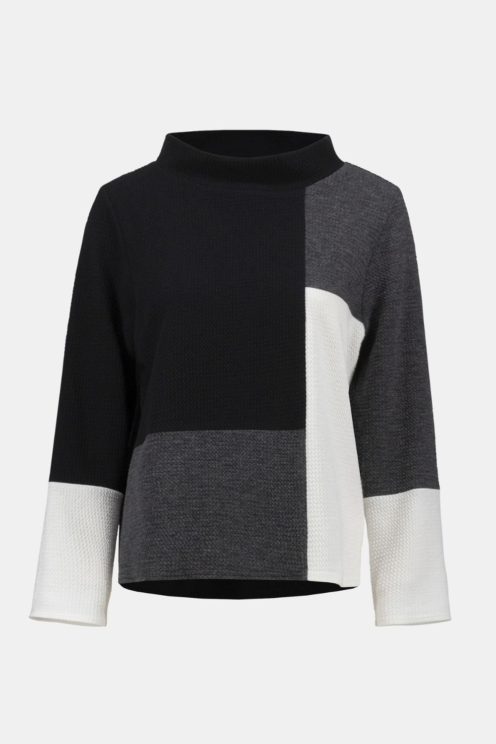 Jacquard Knit Colour-Block Boxy Top | Black/Winter White