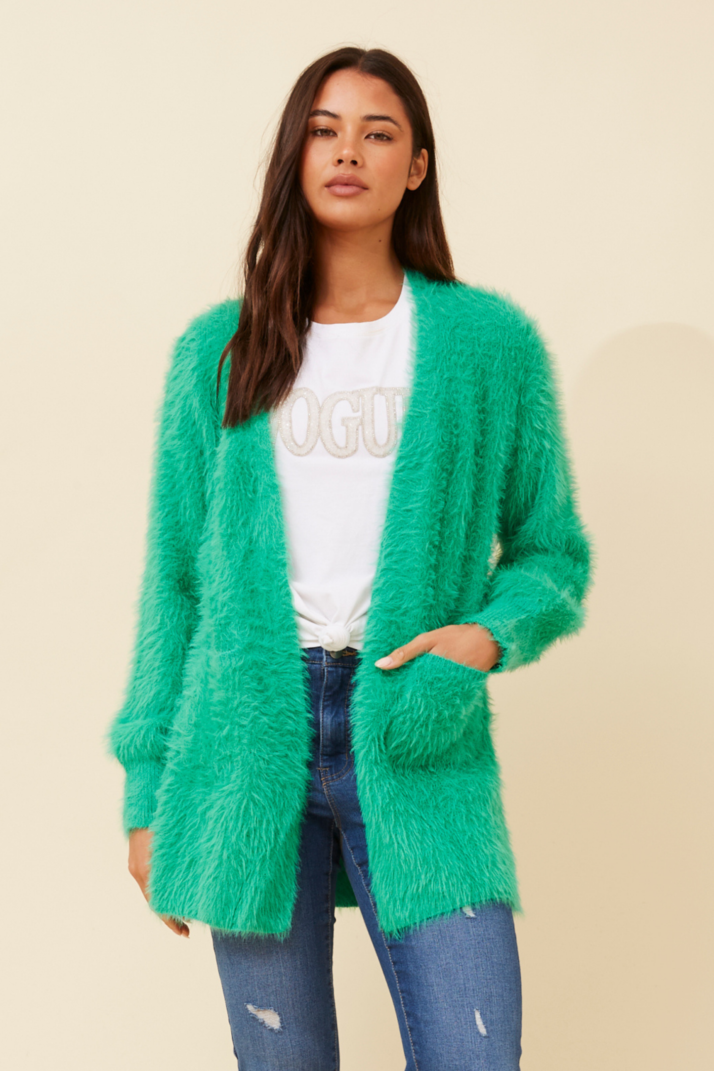 Eyelash Pocket Cardigan | Green