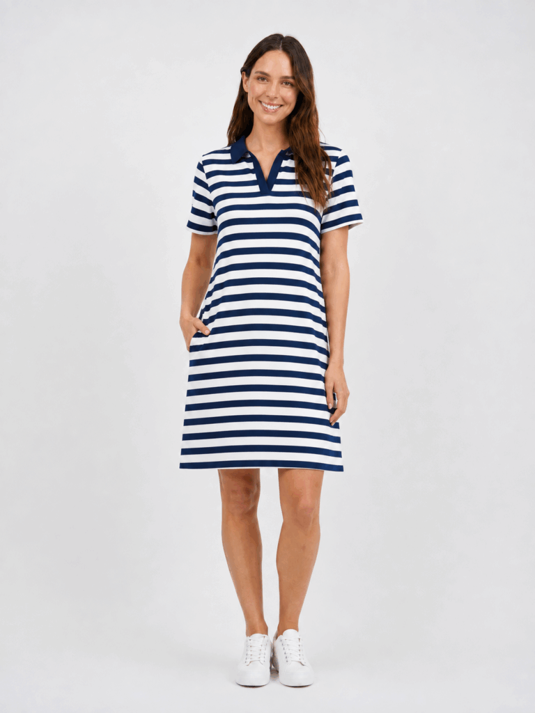 Polo Dress | Navy White
