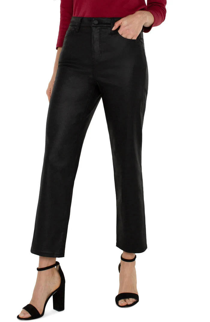 Kennedy Coated Crop Straight Jean | Black