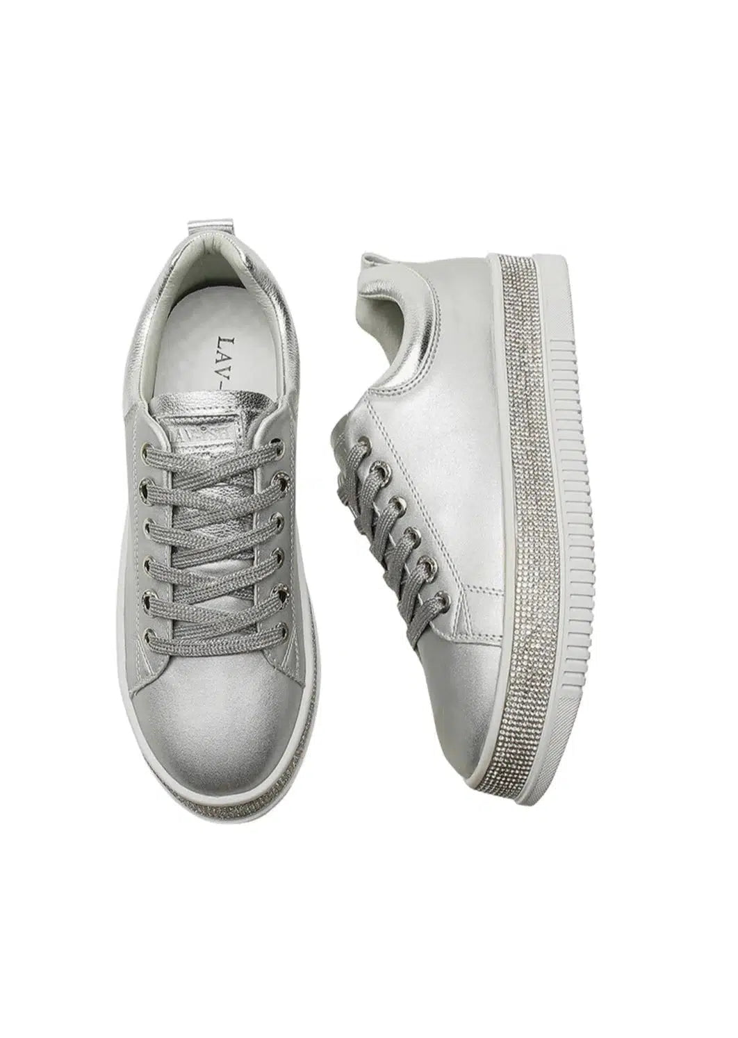Leather Crystal Sneakers | Silver-Lav-ish-Shop 12 Bendigo