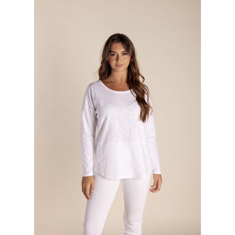 Long Sleeve Crew Tee | White-Two T's-Shop 12 Bendigo