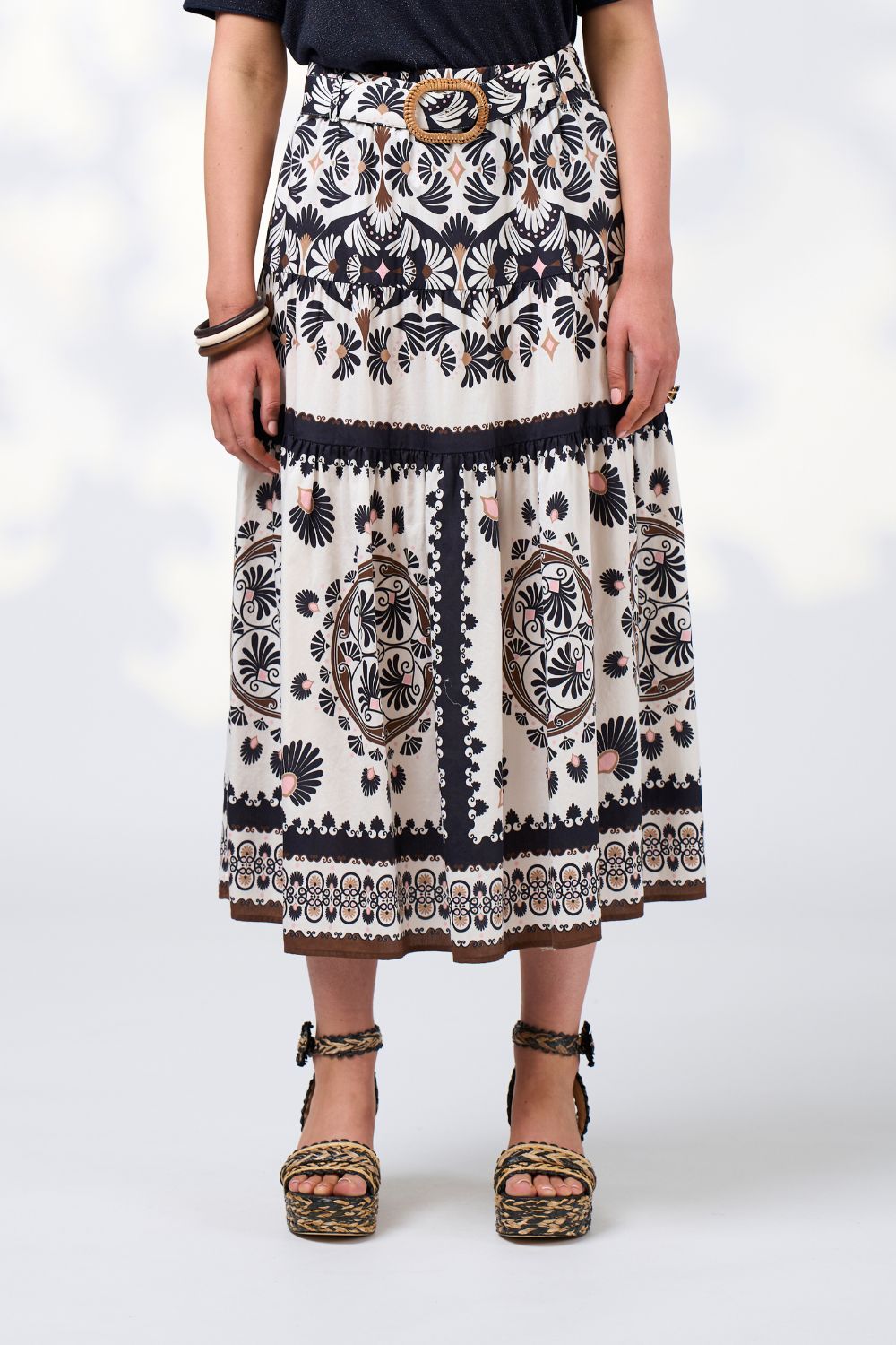 Zoe Skirt | Ecru Multi