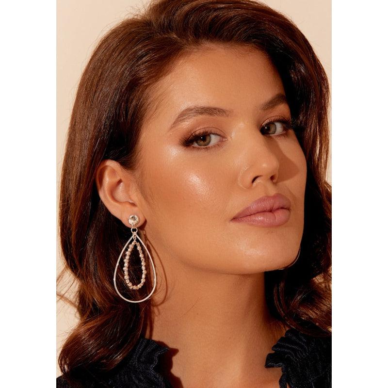Adorne Metal Bead Teardrop Earrings Silver - Main Image