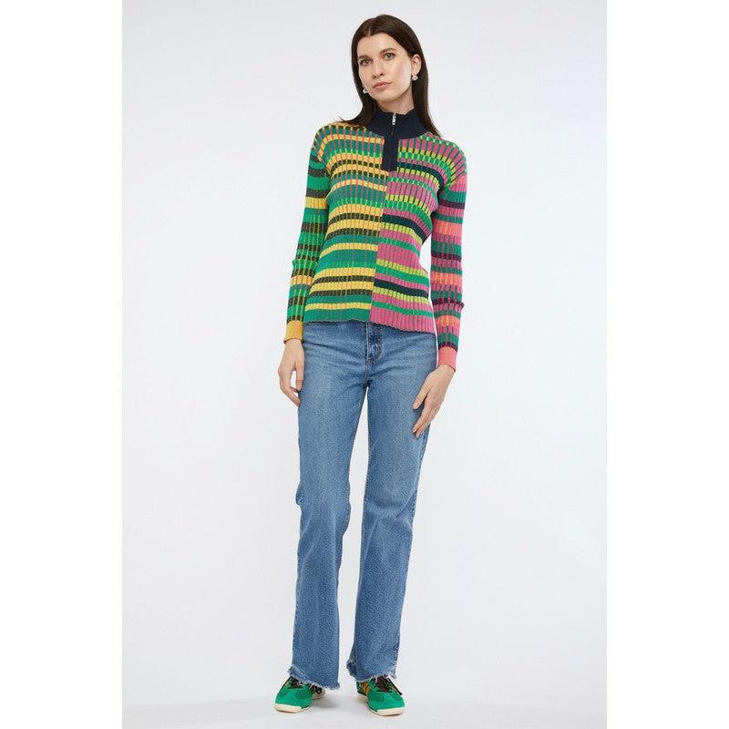 Multi Stripe Zip Up | Navy-Zaket & Plover-Shop 12 Bendigo