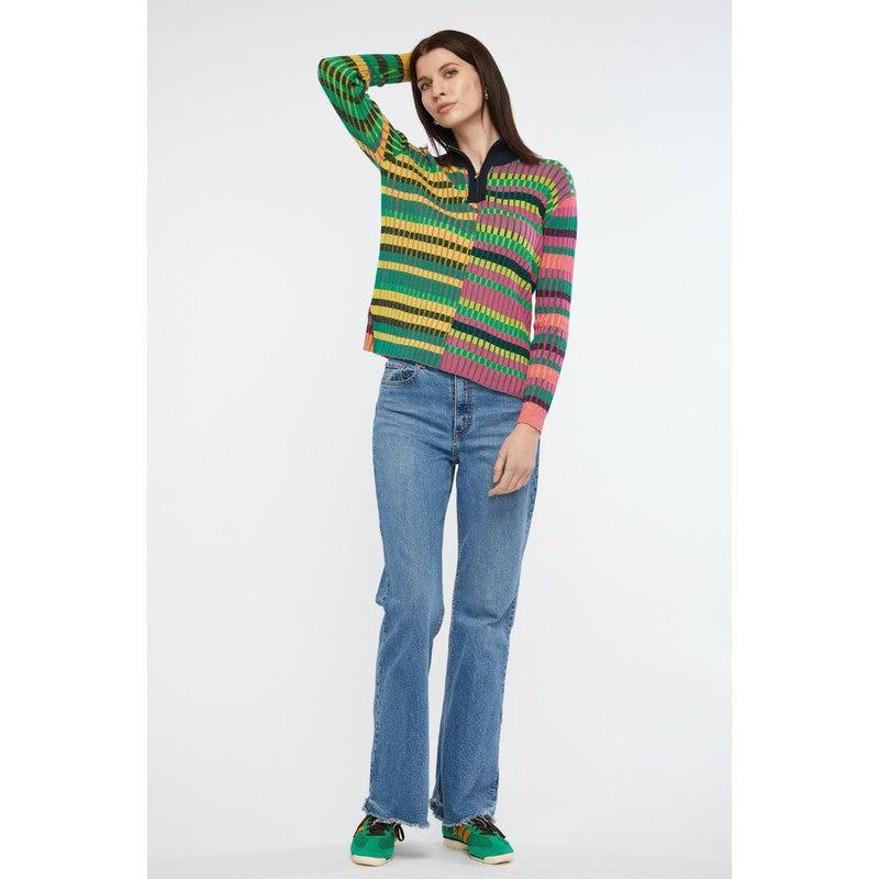 Multi Stripe Zip Up | Navy-Zaket & Plover-Shop 12 Bendigo