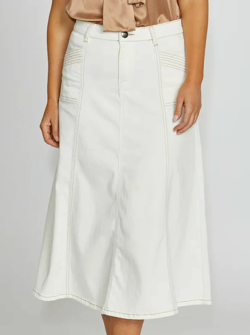 Kenley Midi Skirt | Milk/Tan