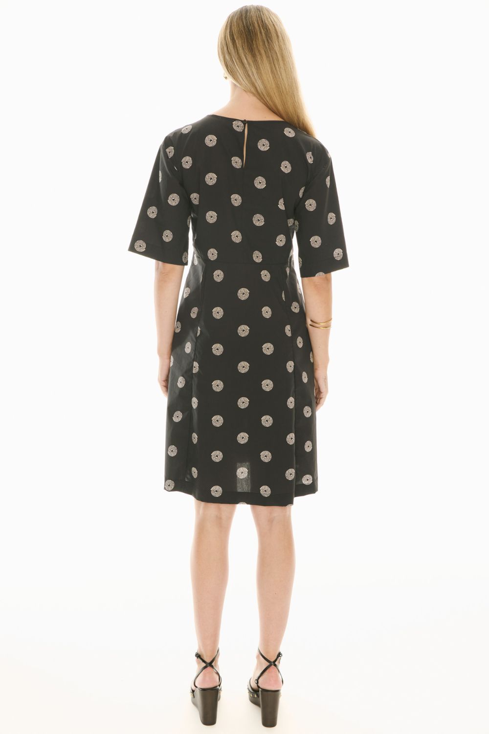 Buoy Drawcord Short Sleeve Dress | Black/Pebble