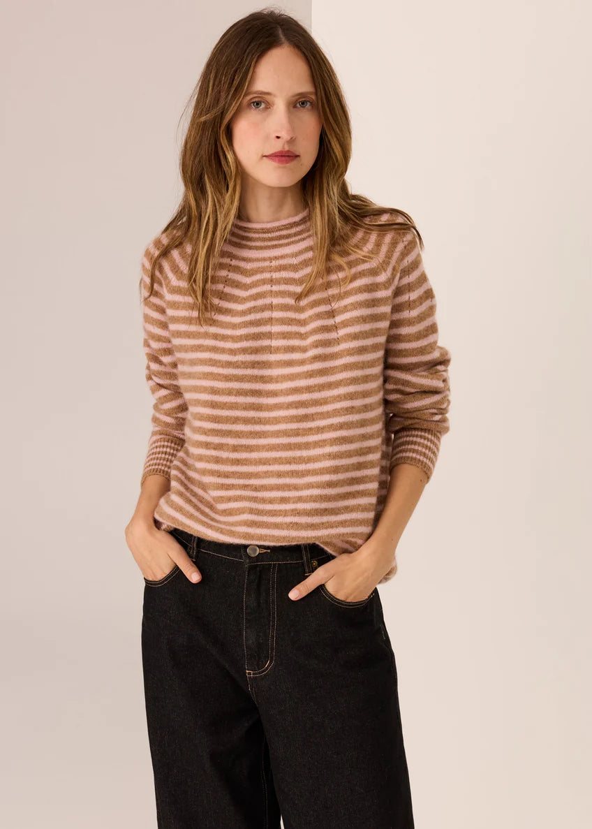 Carmel Stripe Knit | Camel/Blush