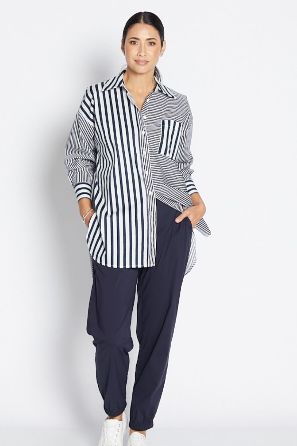 Port Multi Stripe Shirt | Navy/White