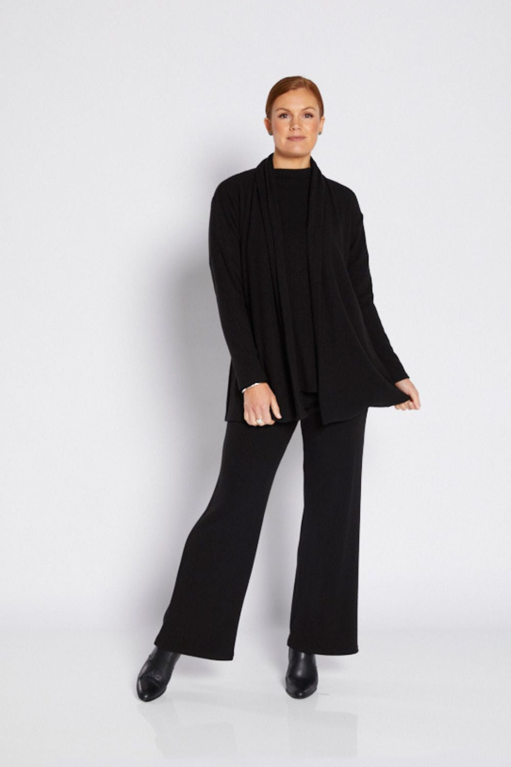 Rolin Brushed Rib Cardi | Black