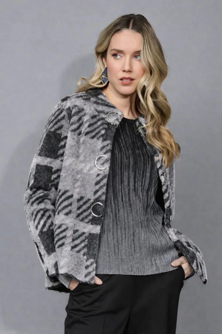 Short Plaid Jacket | Grey Multi