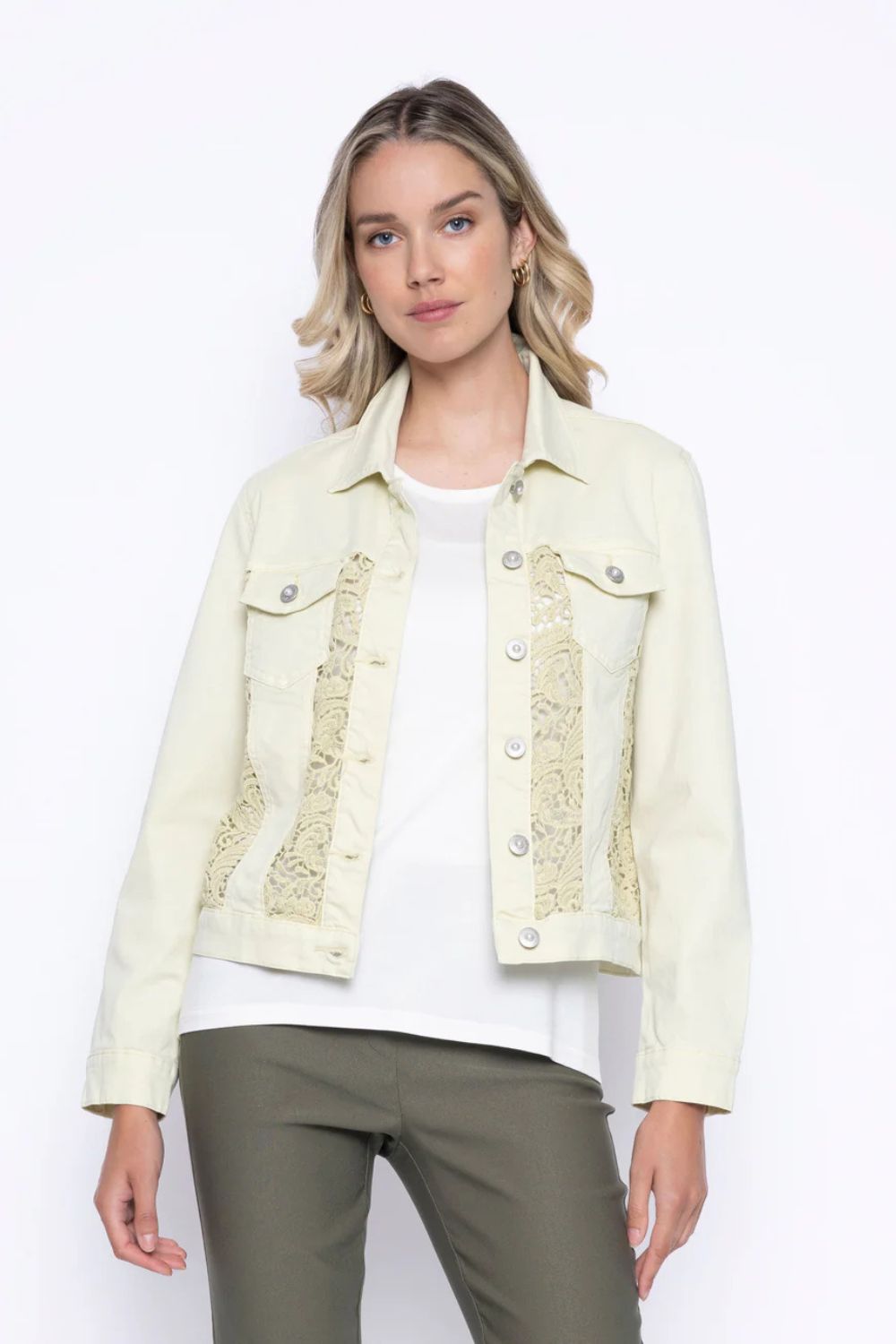 Lace Trim Denim Jacket | Honeydew