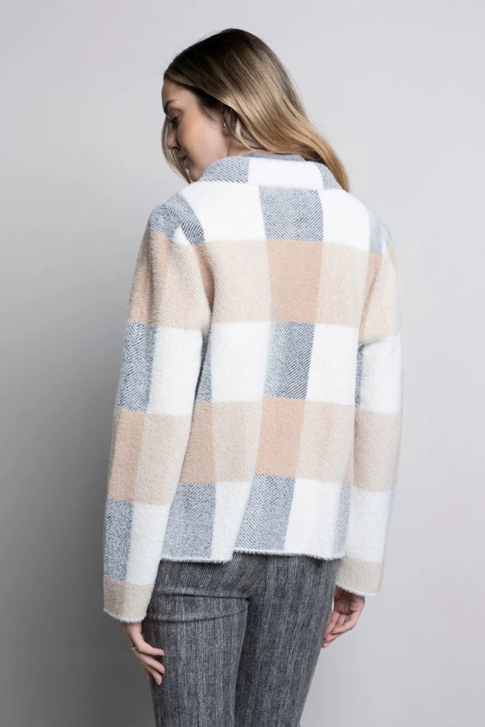 Plaid Embellished Short Jacket | Dijon