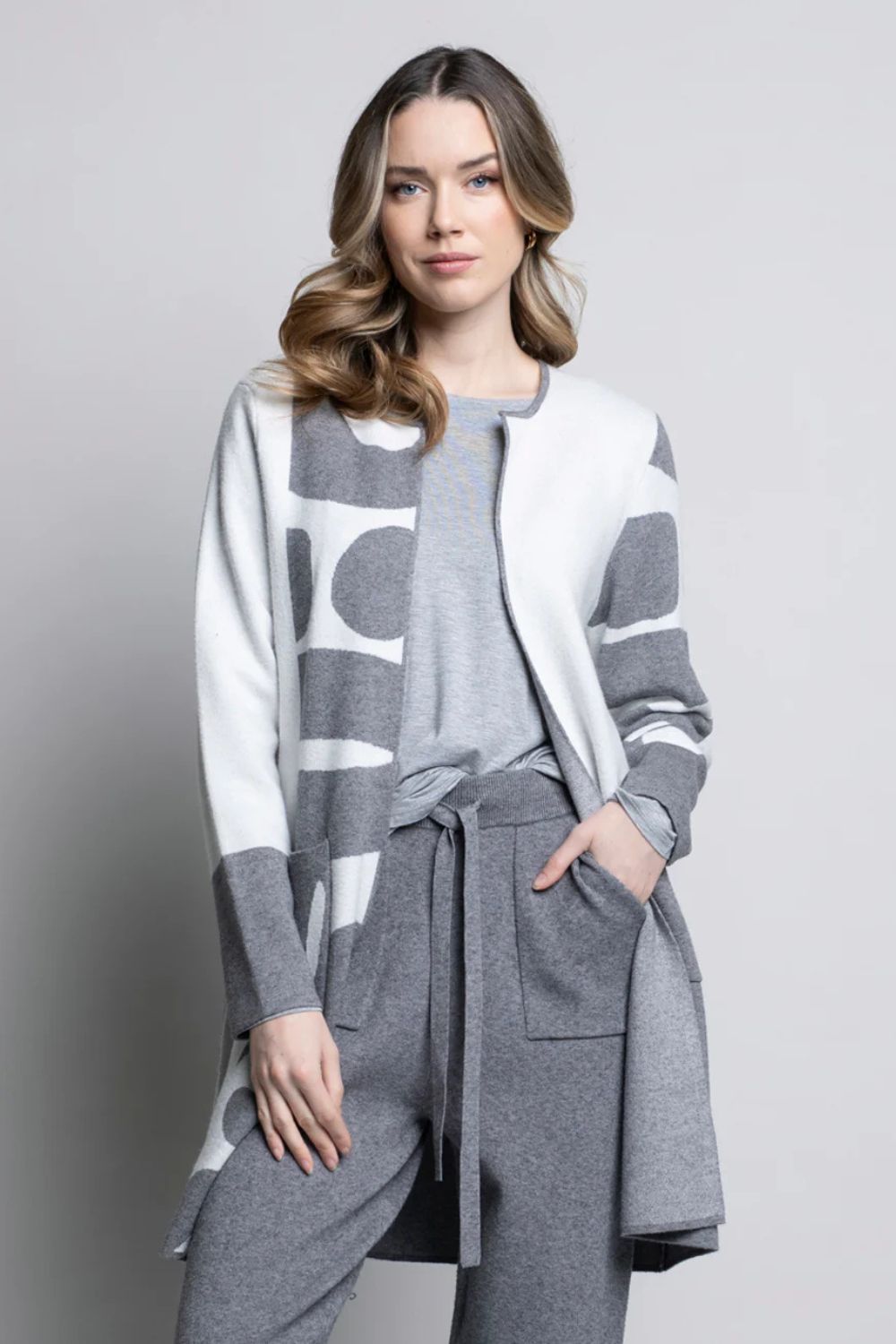Open Front Jacket | Grey/Off White