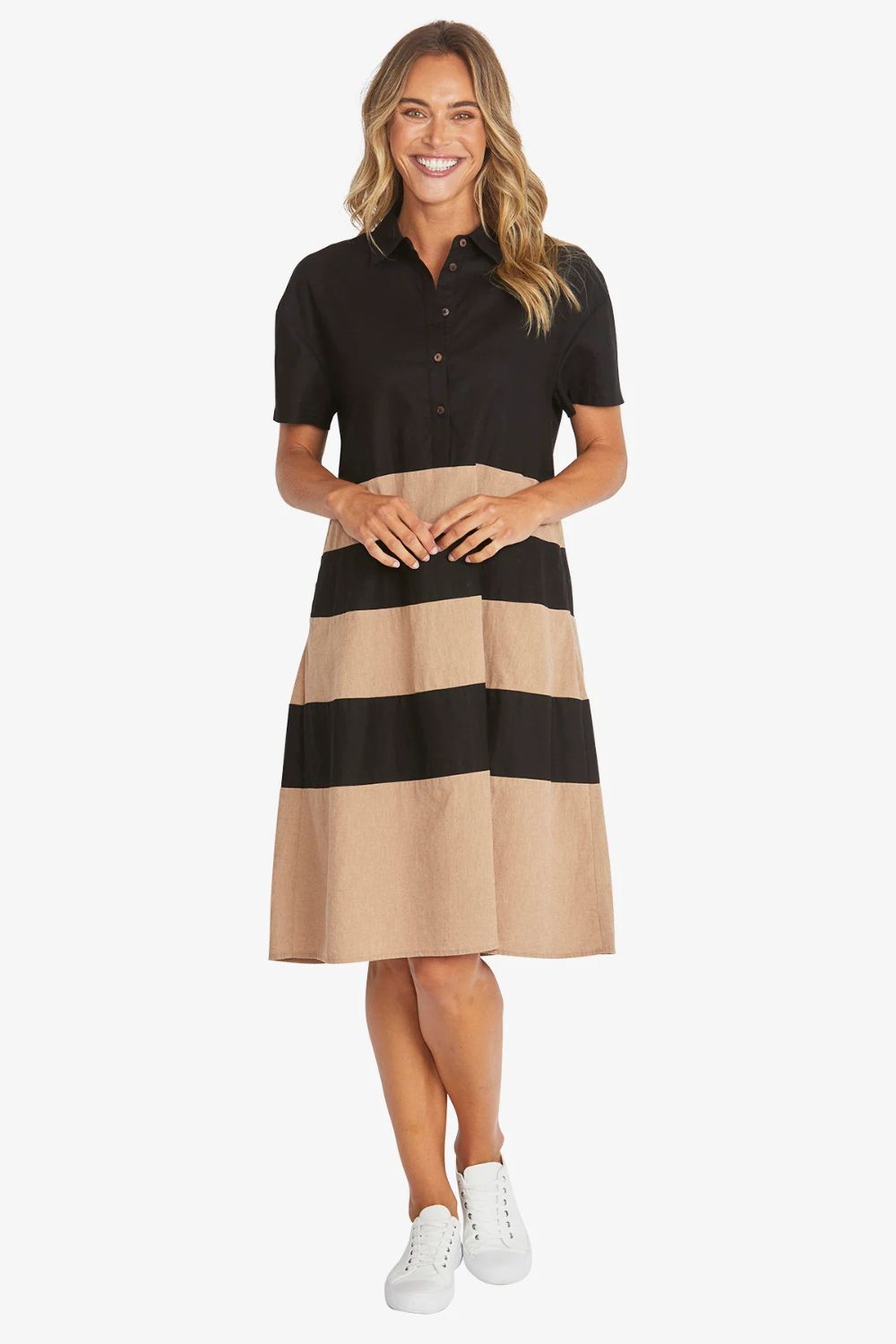 Kasbah Stripe Dress | Black/Wicker