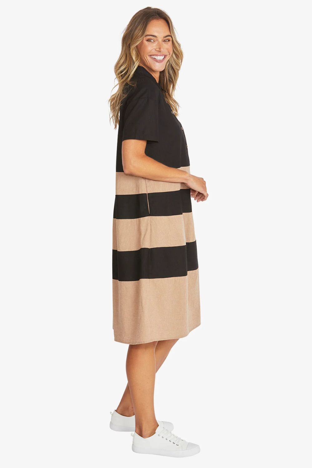 Kasbah Stripe Dress | Black/Wicker