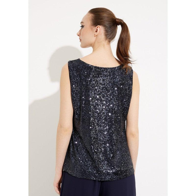 Shimmer Draped Front Top | Black-Joseph Ribkoff-Shop 12 Bendigo